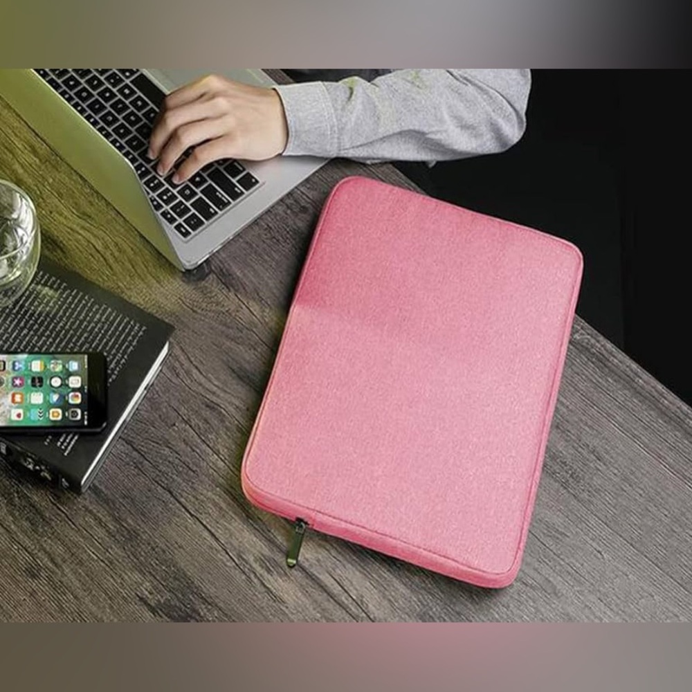 🆕 17” Pink Laptop Sleeve Cover W/ Dual Zipper Water Resistant